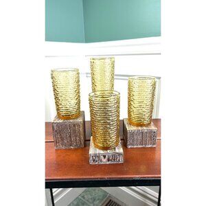 Vintage Anchor Hocking Honey Gold Soreno Glass Tumblers.